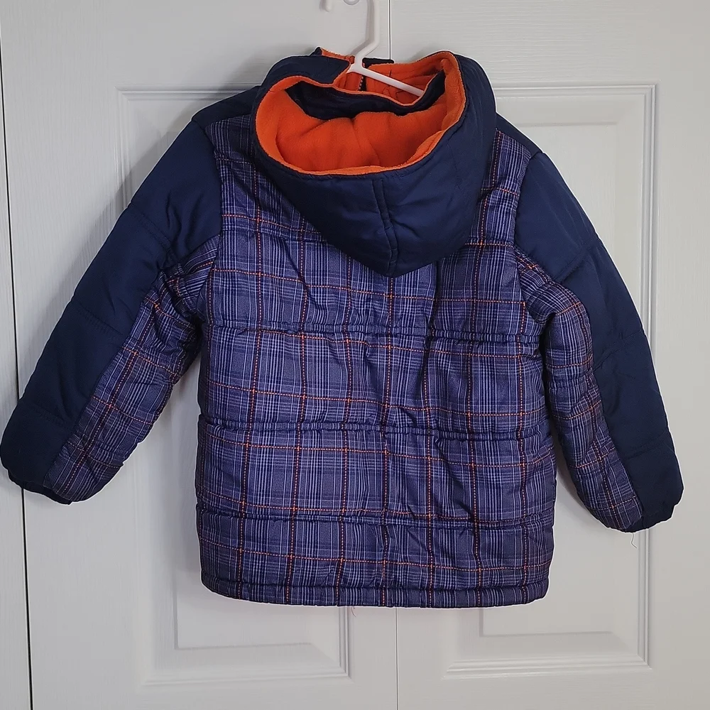 Xtreme Boys Plaid Down‑Alternative Hooded Fleece Lined Puffer Jacket Size 5